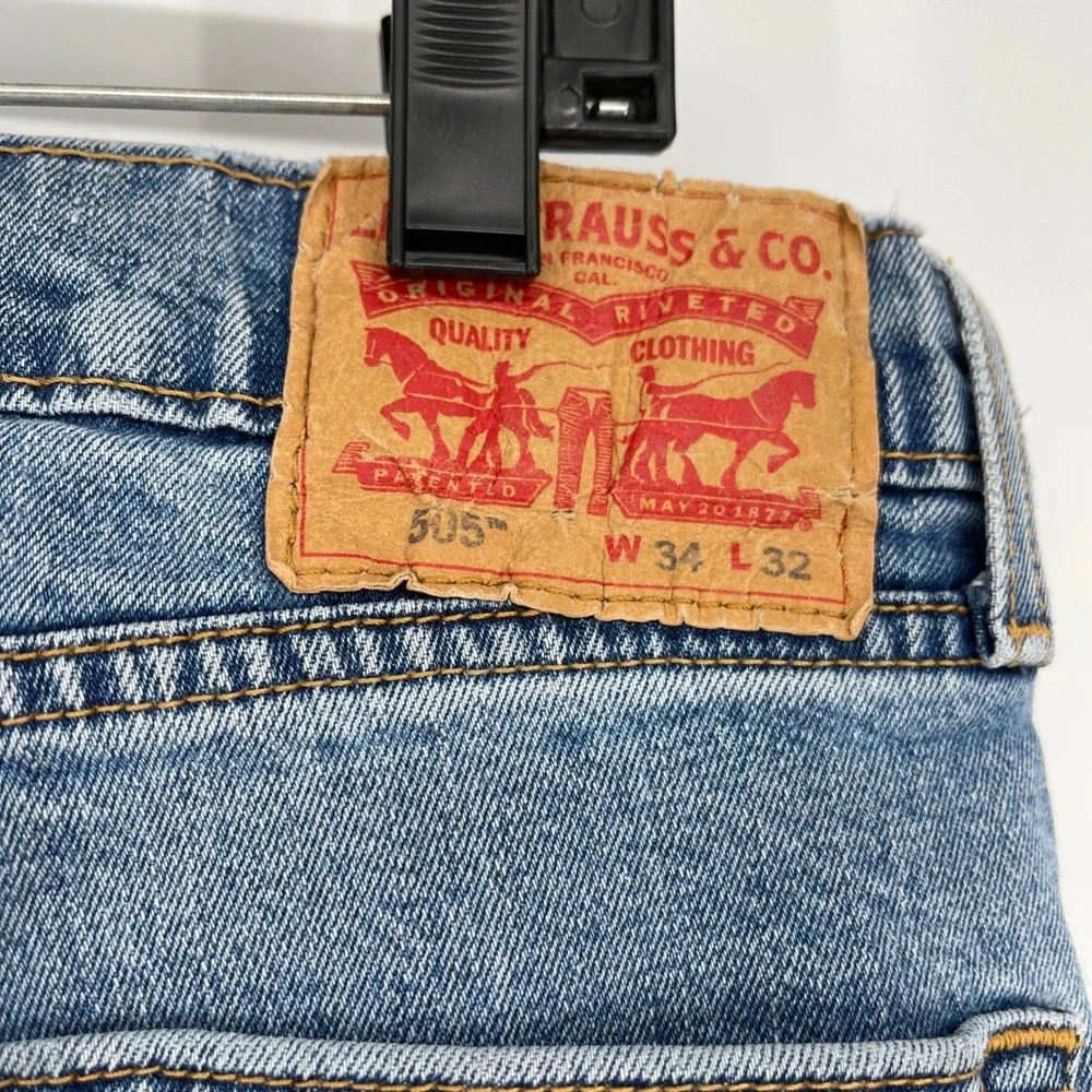 Levi's 505‎ Regular Fit Jeans Mens W34 L32 Light Wash Denim Pants